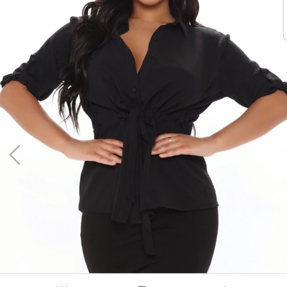 NWT Button Down Tie Waist Top - Picture 2 of 2